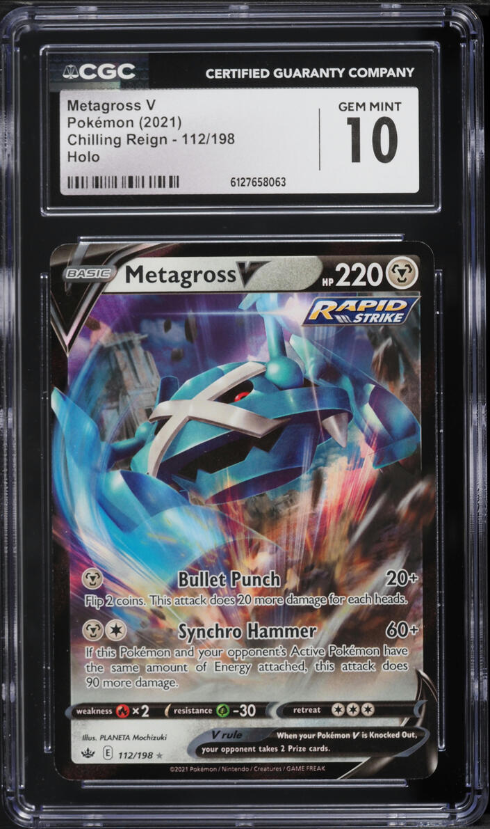 2021 Pokemon Sword & Shield Chilling Reign Metagross V #112 CGC 10 GEM MINT