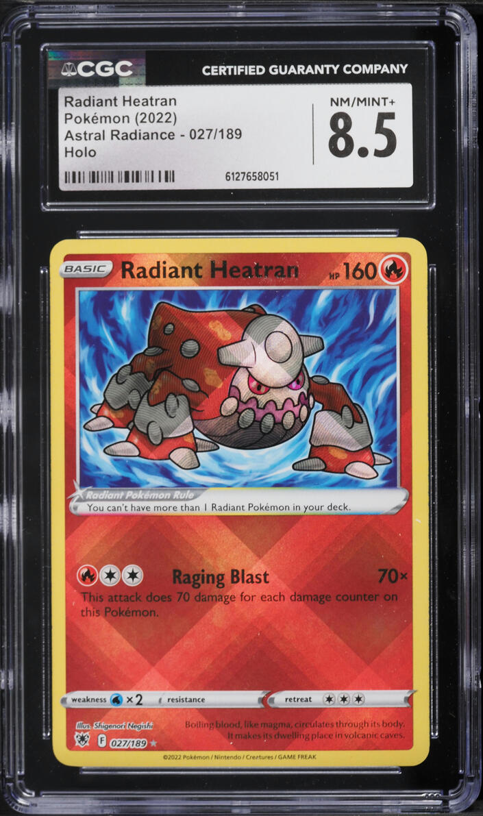 2022 Pokemon Sword & Shield Astral Radiance Holo Radiant Heatran #27 CGC 8.5 NM-MT+