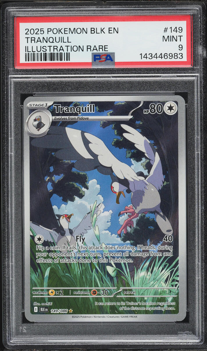 2025 Pokemon Scarlet & Violet Black Bolt IR Tranquill #149 PSA 9 MINT