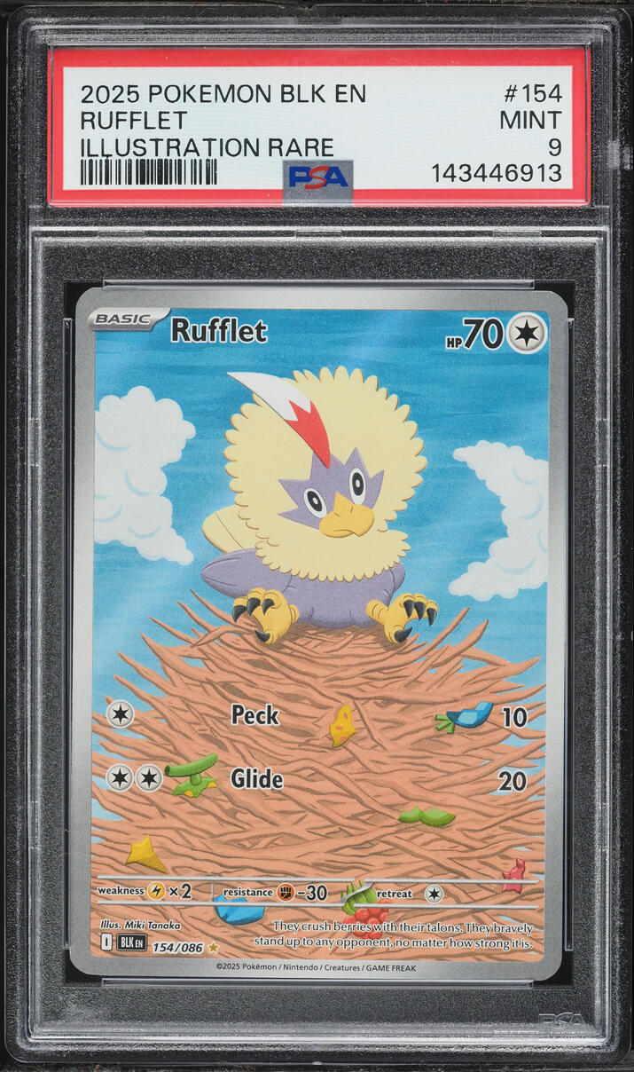 2025 Pokemon Scarlet & Violet Black Bolt IR Rufflet #154 PSA 9 MINT