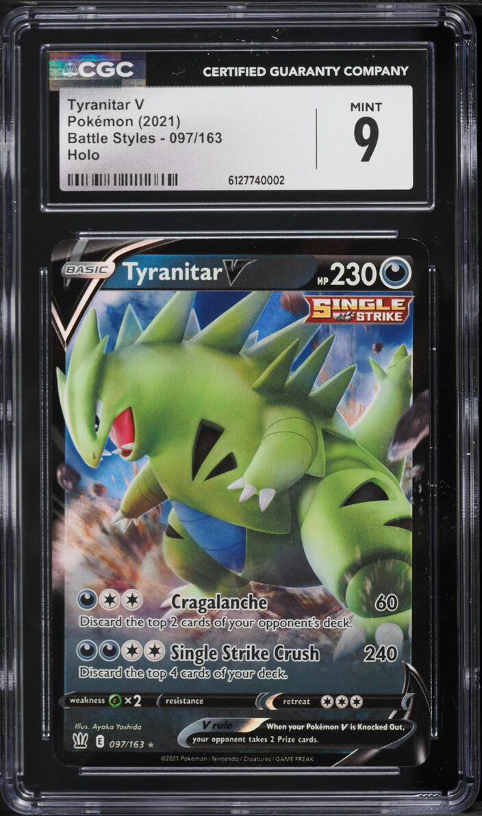 2021 Pokemon Sword & Shield Battle Styles Holo Tyranitar V #97 CGC 9 MINT