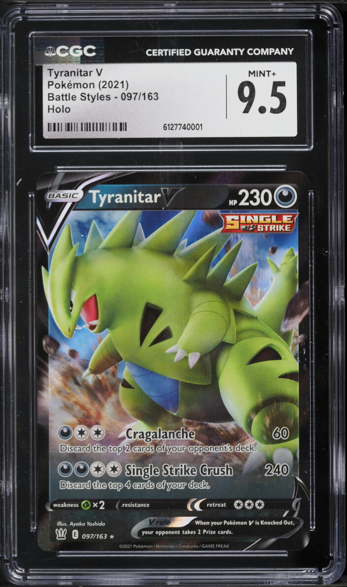 2021 Pokemon Sword & Shield Battle Styles Holo Tyranitar V #97 CGC 9.5 MINT+