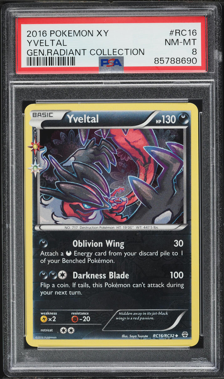 2016 Pokemon XY Generations Radiant Collection Yveltal #RC16 PSA 8 NM-MT