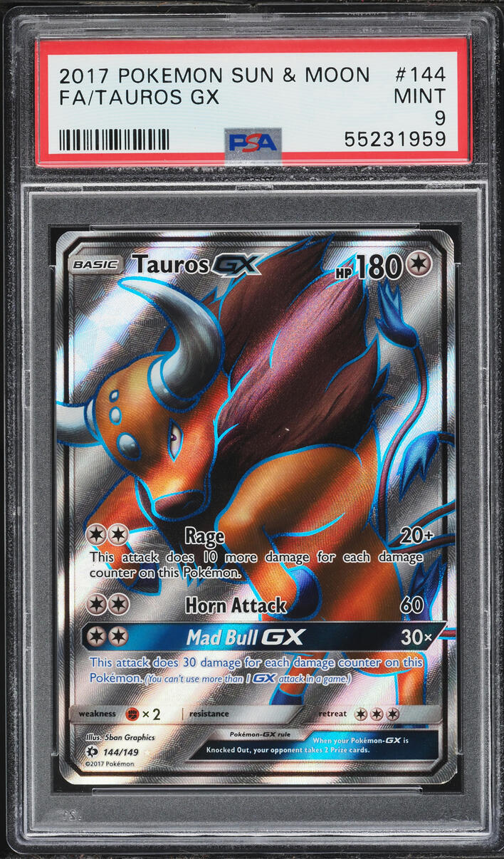 2017 Pokemon Sun & Moon Full Art Tauros GX #144 PSA 9 MINT