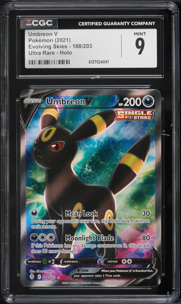 2021 Pokemon Sword & Shield Evolving Skies Full Art Umbreon V #188 CGC 9 MINT