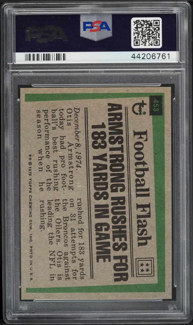 1975 Topps Football Otis Armstrong HIGHLIGHTS #453 PSA 10 GEM MINT