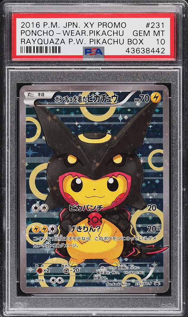 2016 Pokemon Japanese XY Promo Shiny Rayquaza Poncho Pikachu #231 PSA 10 GEM MINT