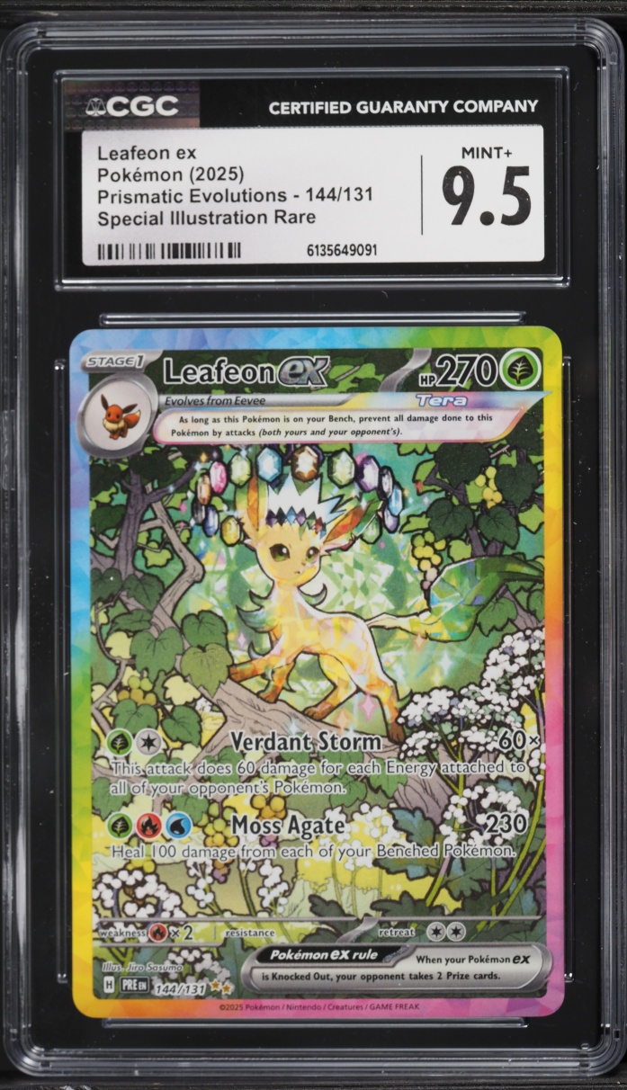 2025 Pokemon Scarlet & Violet Prismatic Evolutions SIR Leafeon EX #144 CGC 9.5 MINT+
