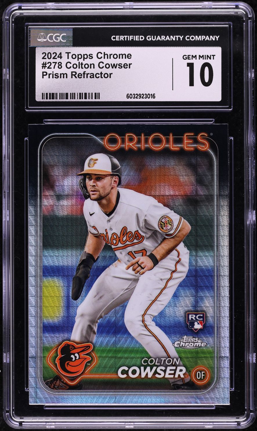 2024 Topps Chrome Prism Refractor Colton Cowser ROOKIE #278 CGC 10 GEM MINT