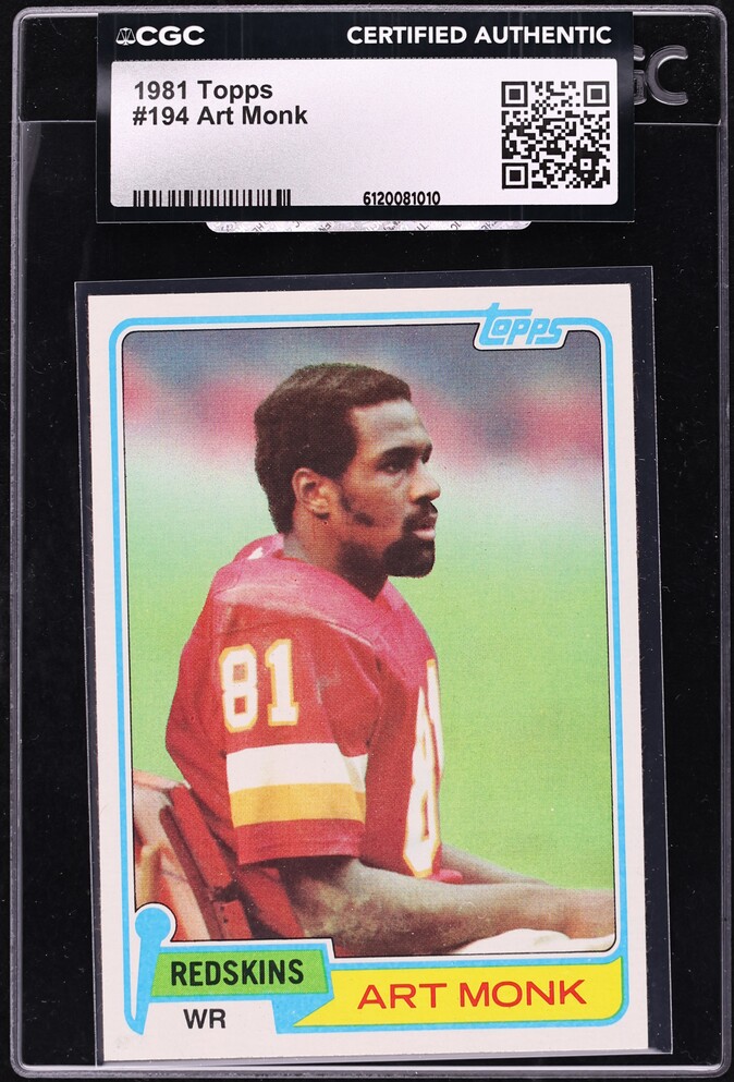 1981 Topps Football Art Monk ROOKIE #194 CGC AUTH