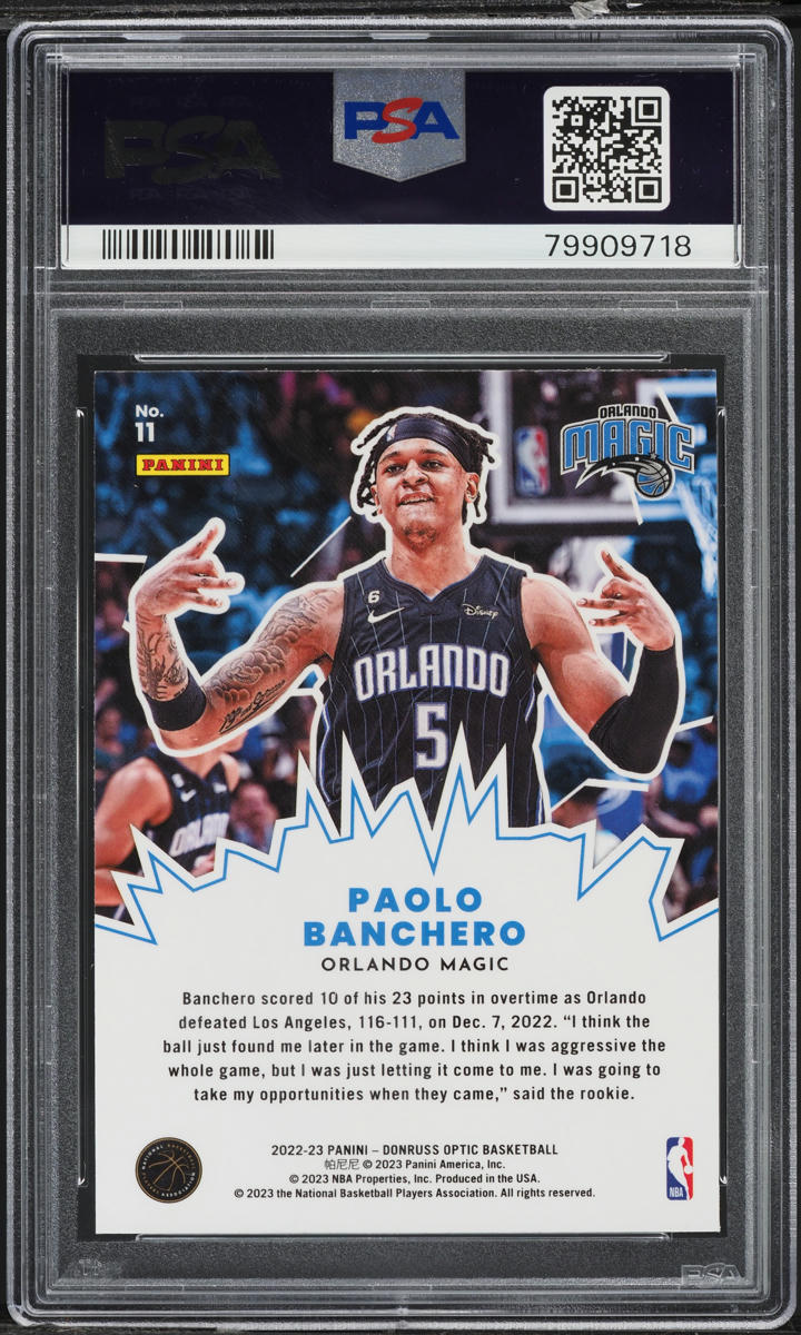 2022 Donruss Optic My House! Paolo Banchero ROOKIE #11 PSA 10 GEM MINT