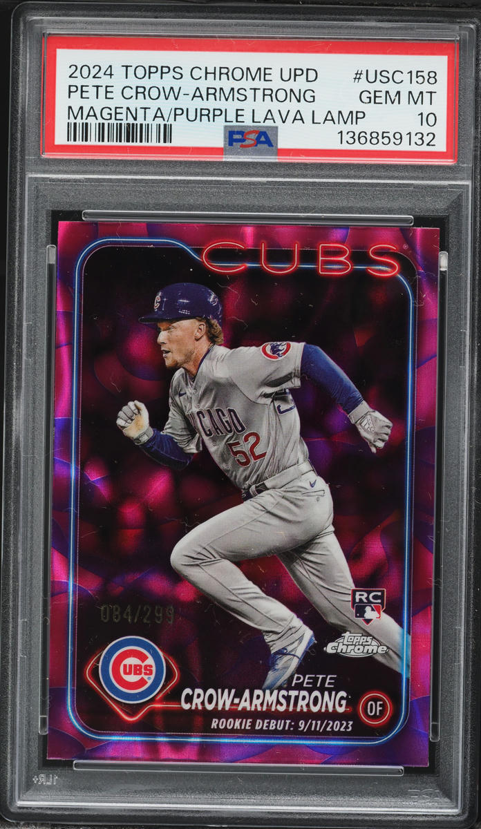2024 Topps Chrome Update Magenta Purple Lava Lamp Pete Crow-Armstrong ROOKIE /299 PSA 10 GEM