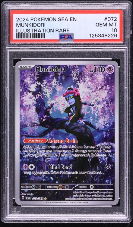 2024 Pokemon Scarlet & Violet Shrouded Fable IR Munkidori #72 PSA 10 GEM MINT