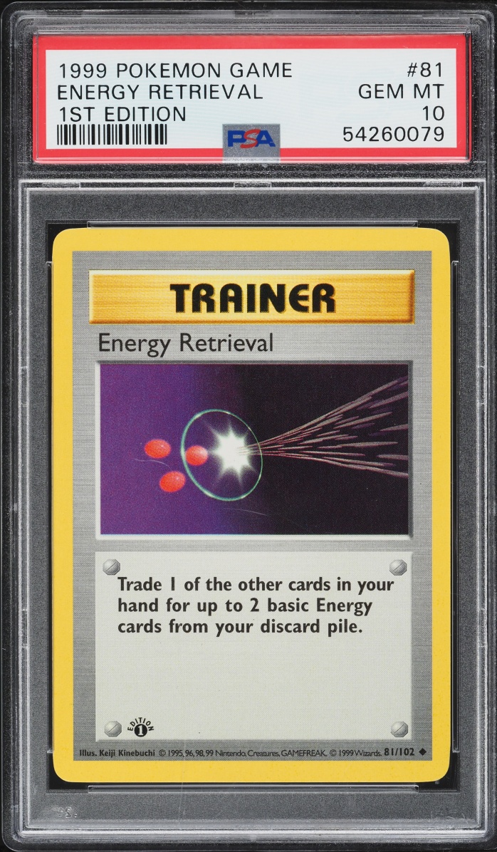 1999 Pokemon Base Set Shadowless 1st Edition Energy Retrieval #81 PSA 10 GEM MINT
