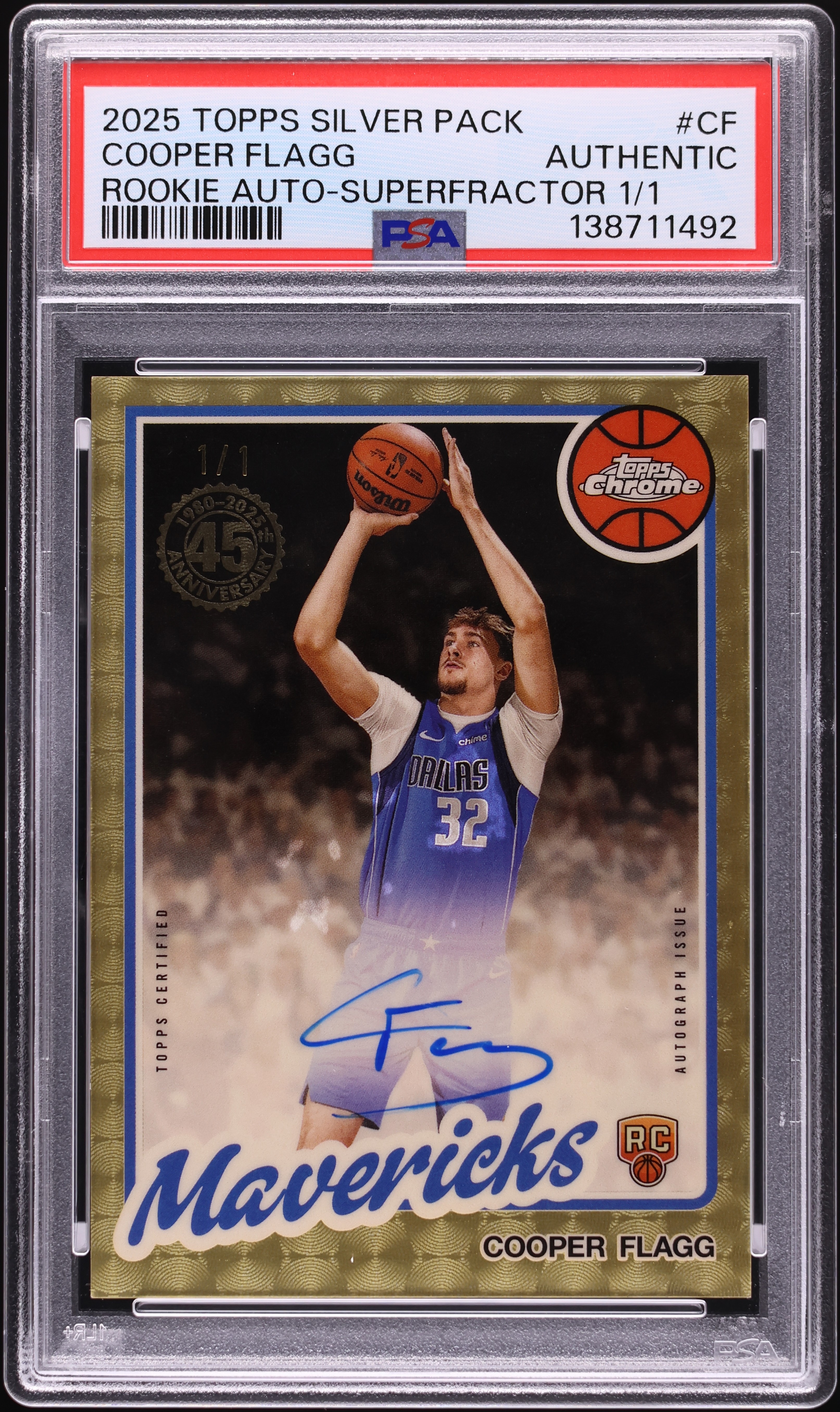 2025 Topps Chrome Silver Pack '80 Superfractor Cooper Flagg ROOKIE