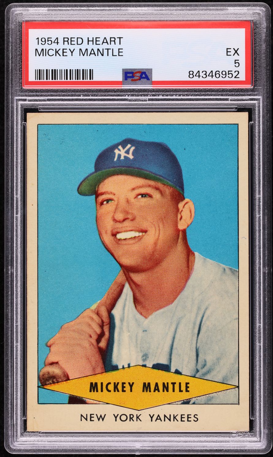 1954 Red Heart Mickey Mantle PSA 5 EX