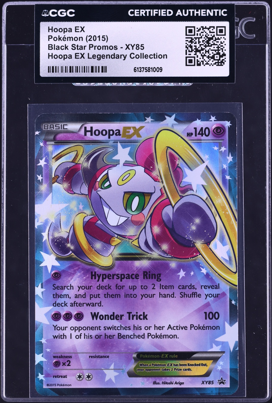 2015 Pokemon Black Star Promo Hoopa EX Legendary Collection Hoopa EX #XY85 CGC AUTH