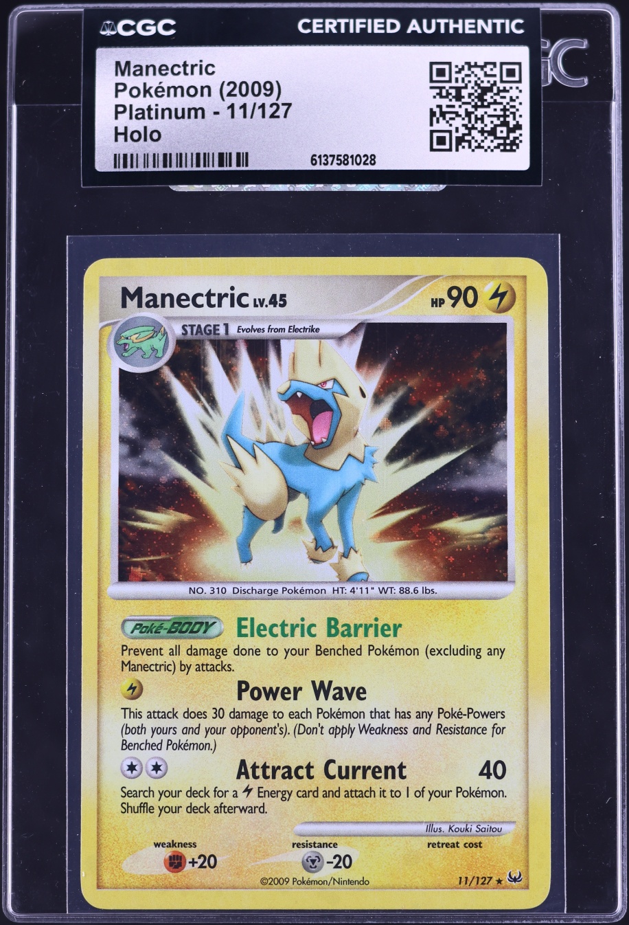 2009 Pokemon Platinum Holo Manectric #11 CGC AUTH