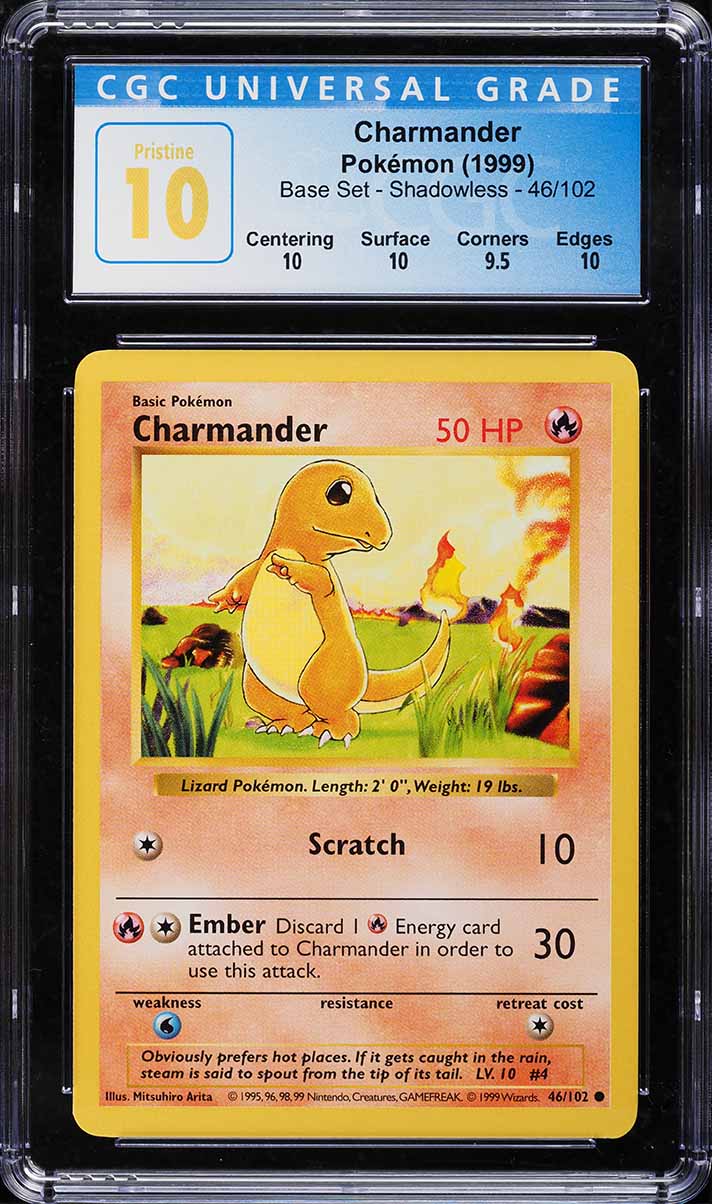 1999 Pokemon Base Set Shadowless 1st Edition Charmander #46 PSA 9