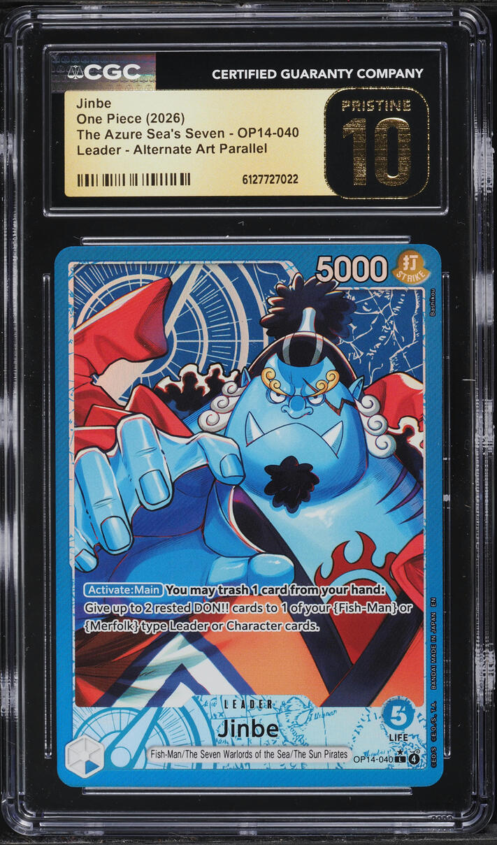 2026 One Piece The Azure Sea's Seven Alt Art Leader Jinbe #OP14-040 CGC ...