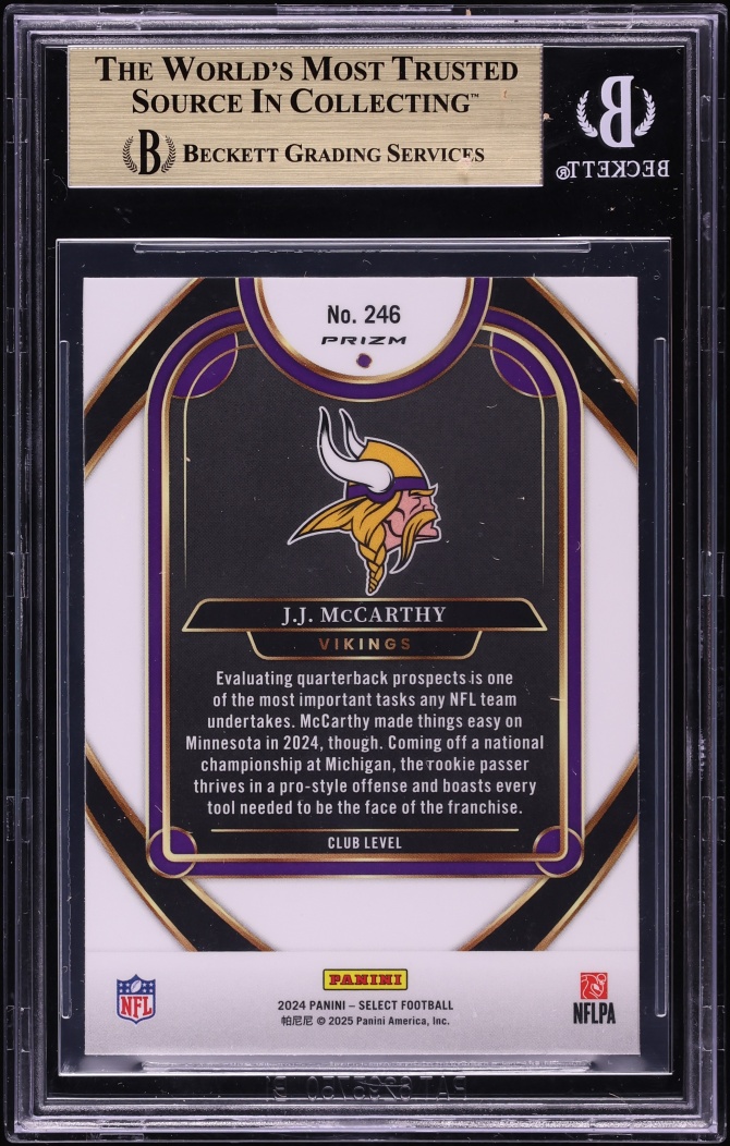 2024 Select Club Level Red & Yellow Shock J.J. McCarthy ROOKIE #246 BGS 9.5 GEM MINT