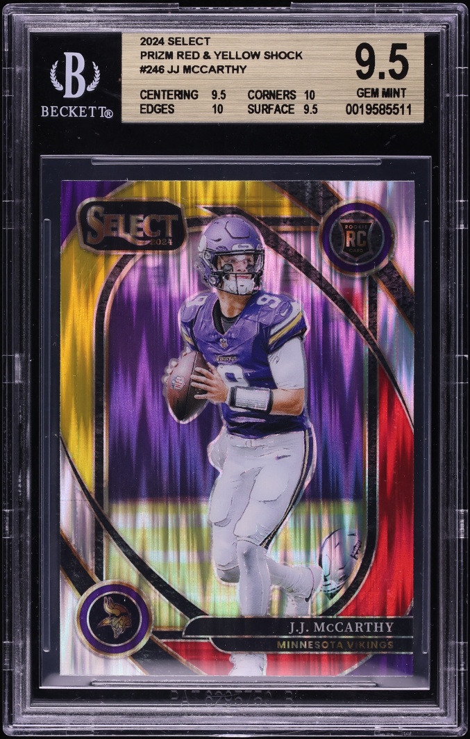 2024 Select Club Level Red & Yellow Shock J.J. McCarthy ROOKIE #246 BGS 9.5 GEM MINT