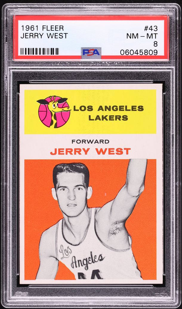 1961 Fleer Basketball Jerry West ROOKIE #43 PSA 8 NM-MT
