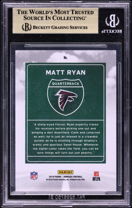 2019 Donruss Downtown Missing Card Number Matt Ryan #DT-9 BGS 9.5 GEM MINT