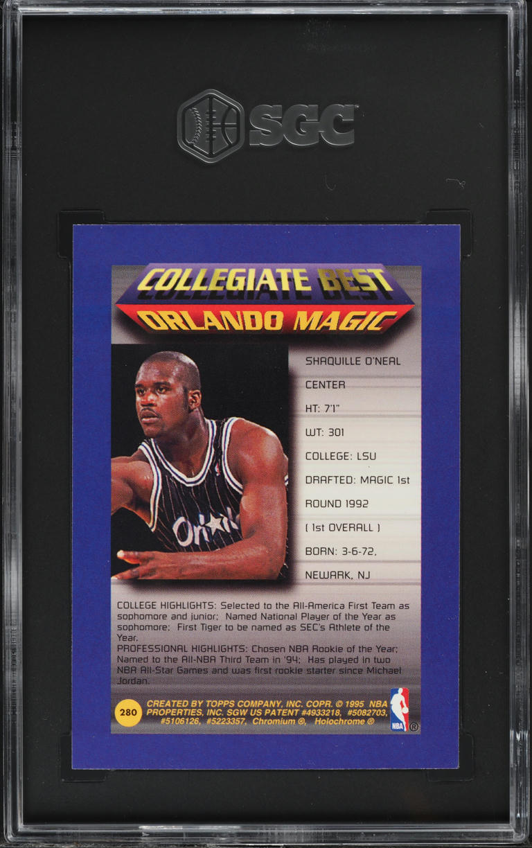 1994 Finest Collegiate Best w/ Coating Shaquille O'Neal #280 SGC 8 NM-MT