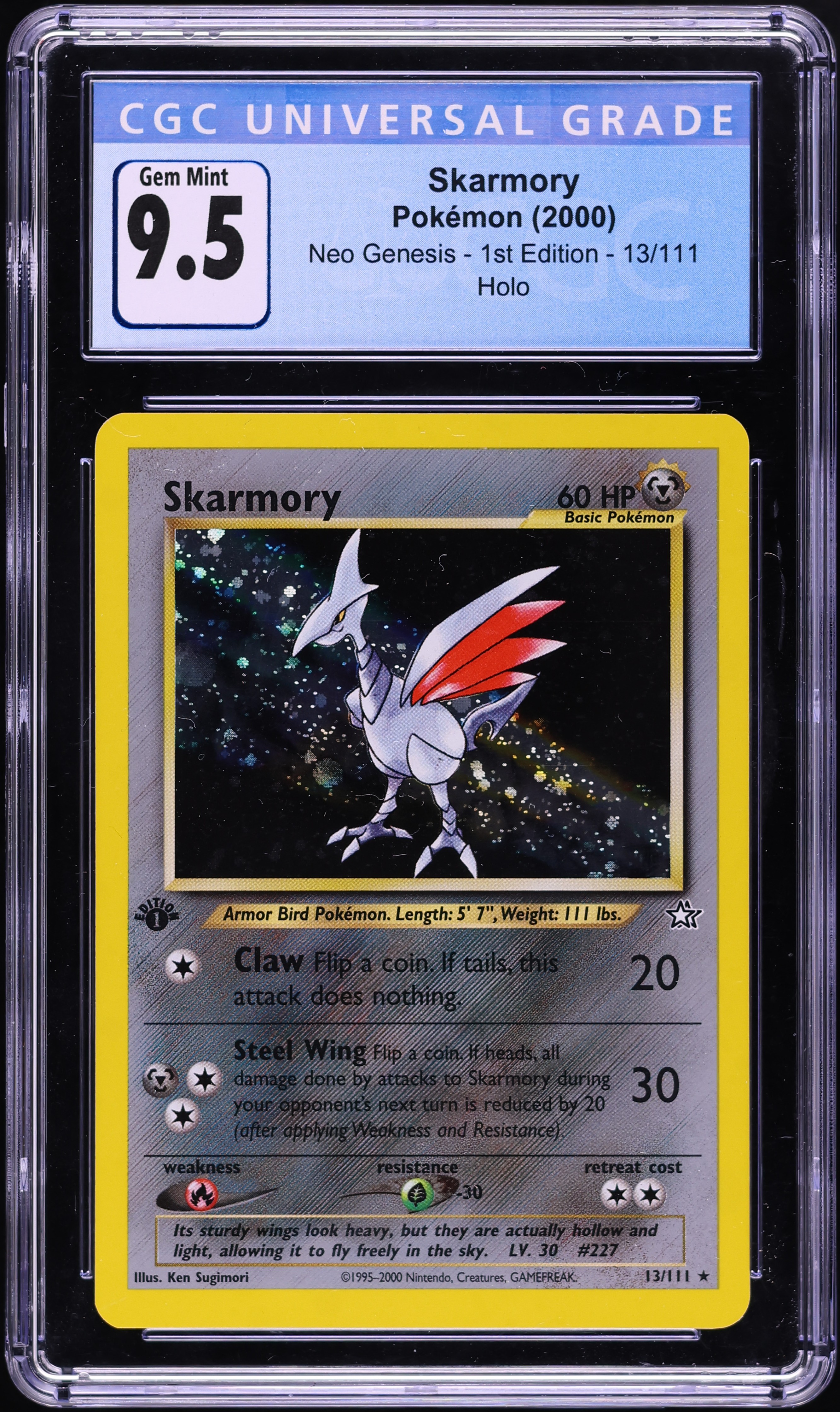 2000 Pokemon Neo Genesis 1st Edition Holo Skarmory #13 CGC 9.5 GEM MINT