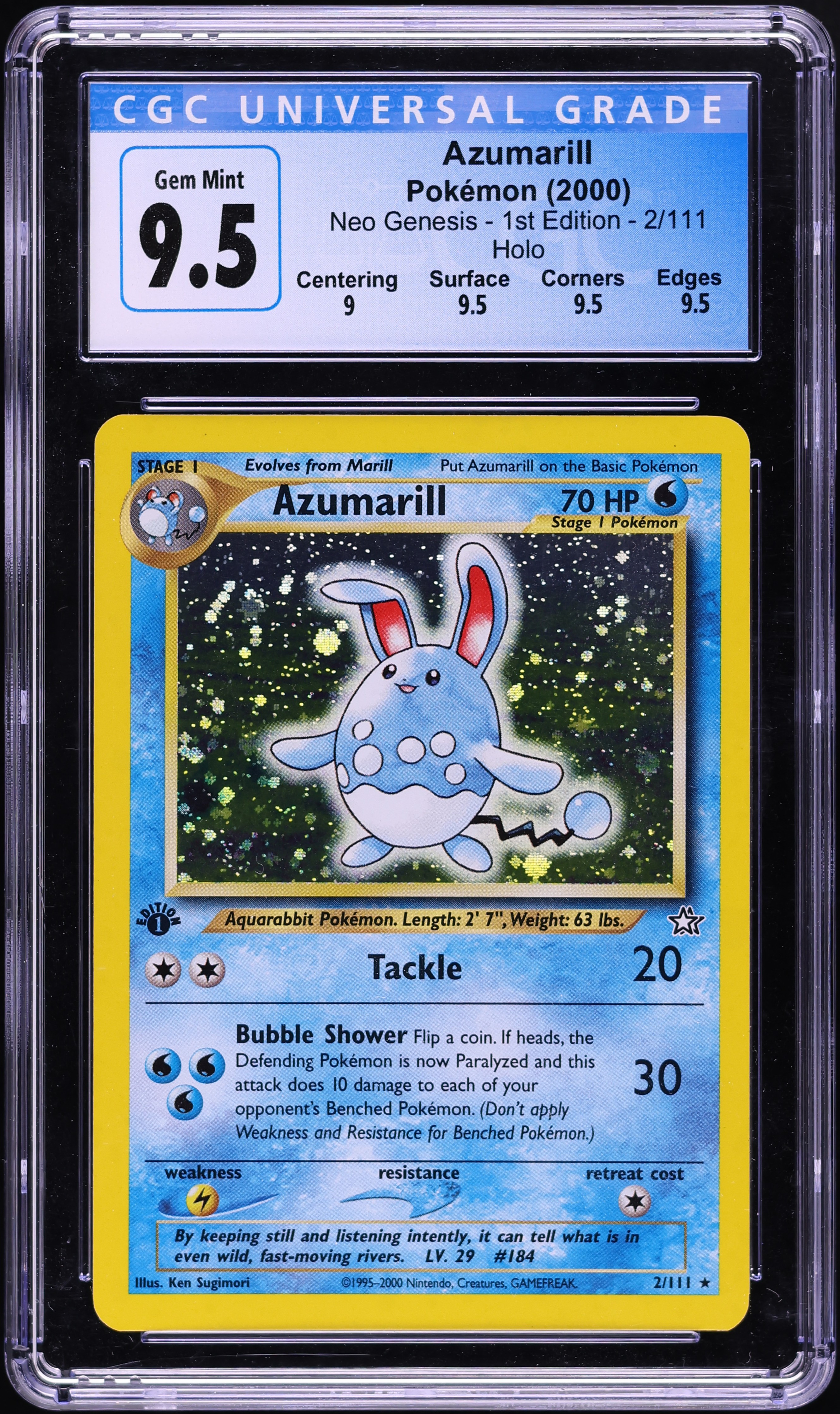 2000 Pokemon Neo Genesis 1st Edition Holo Azumarill #2 CGC 9.5 GEM MINT