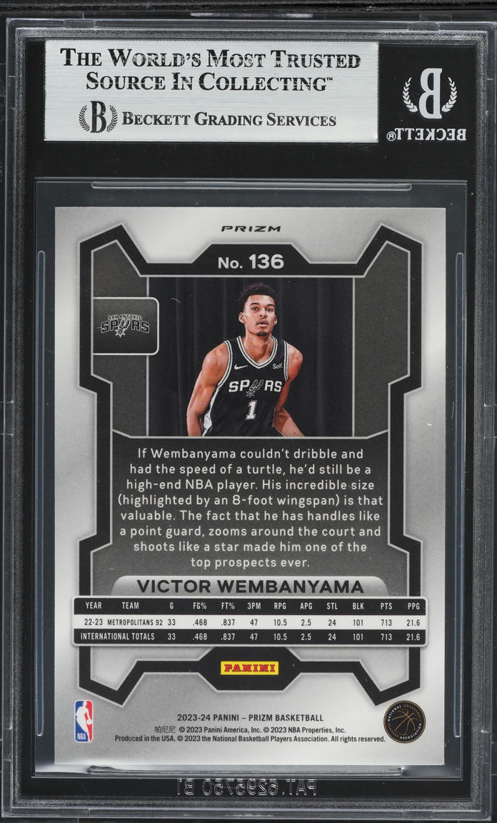 2023 Panini Prizm Green Victor Wembanyama ROOKIE #136 BGS 8.5 NM-MT+
