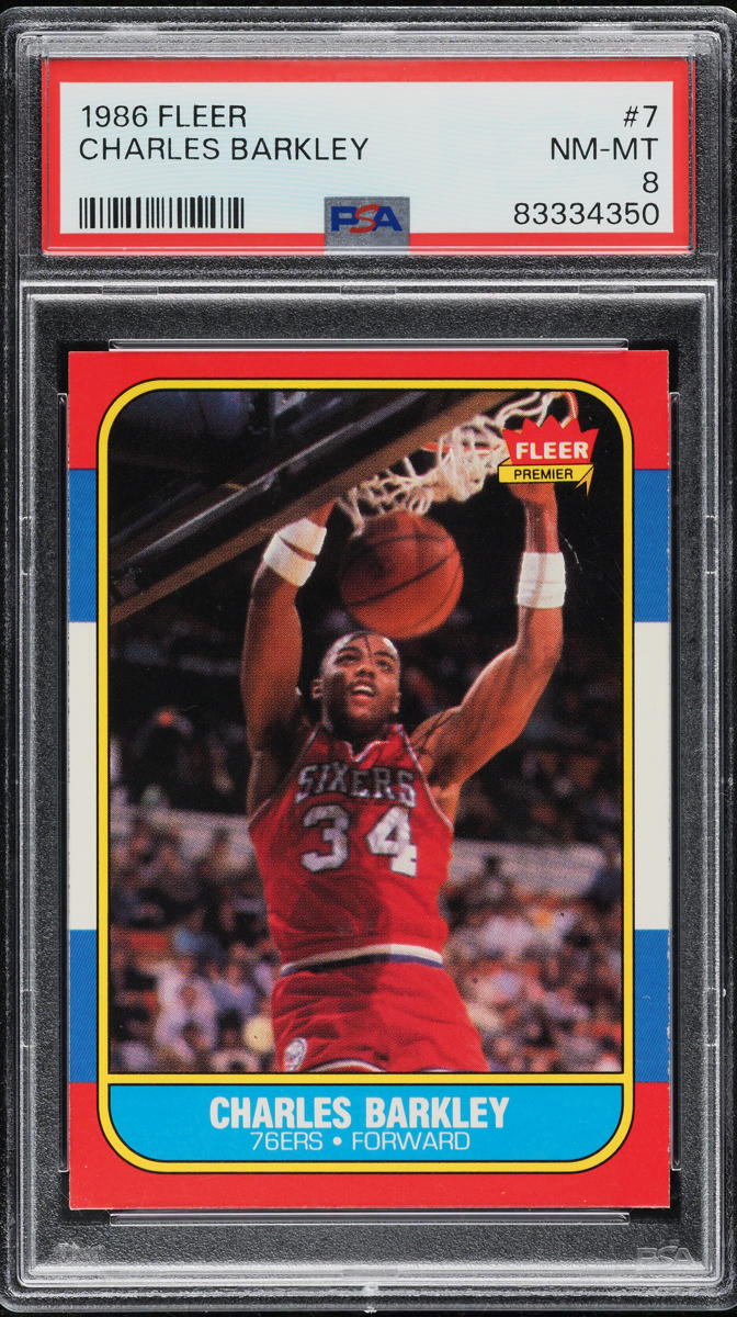1986 Fleer Basketball Charles Barkley ROOKIE #7 PSA 8 NM-MT