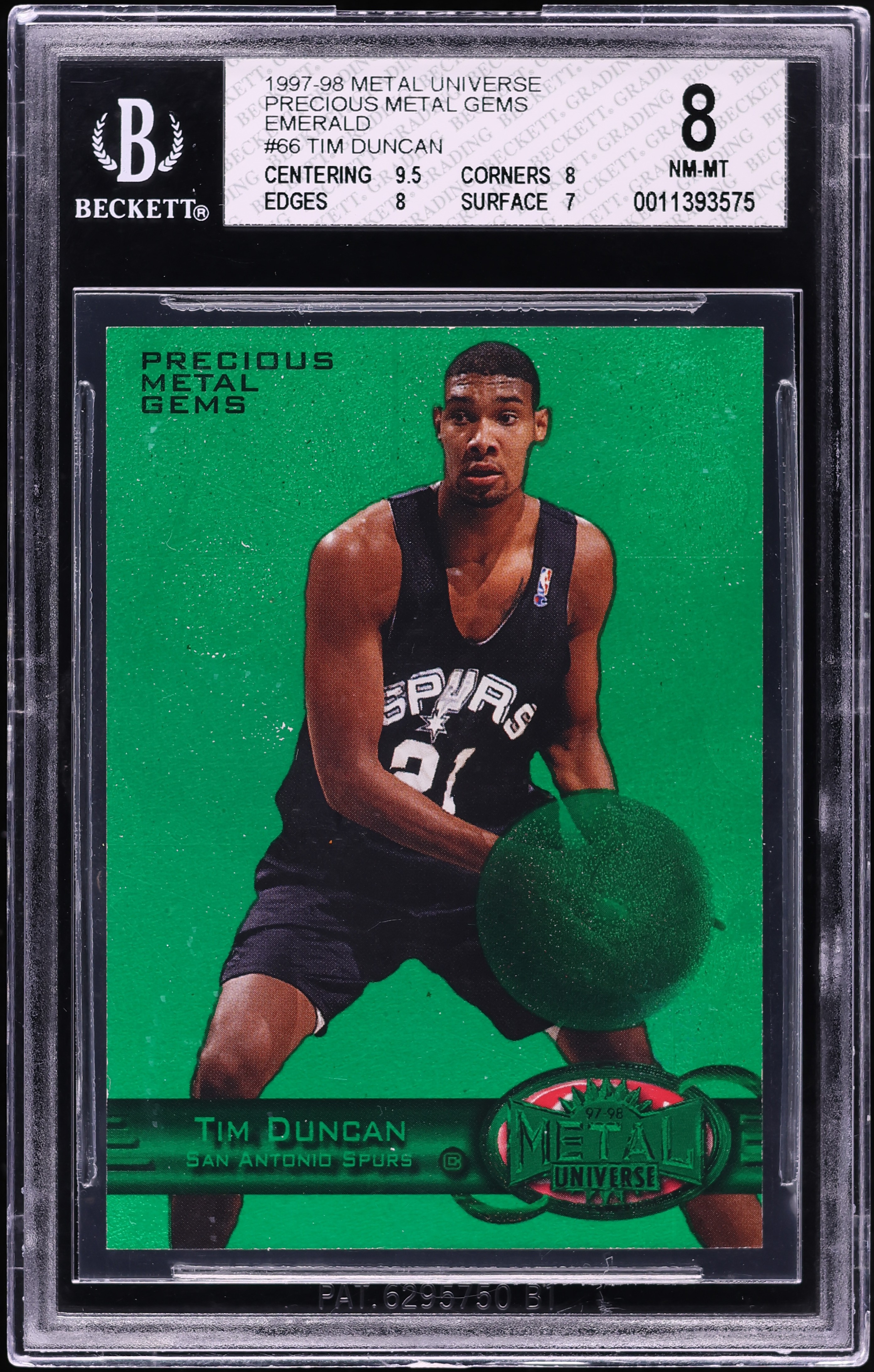 97-98 l Universe Tim Duncan 7枚セット 1997 Metal Universe Precious Metal Gems Green Tim Duncan