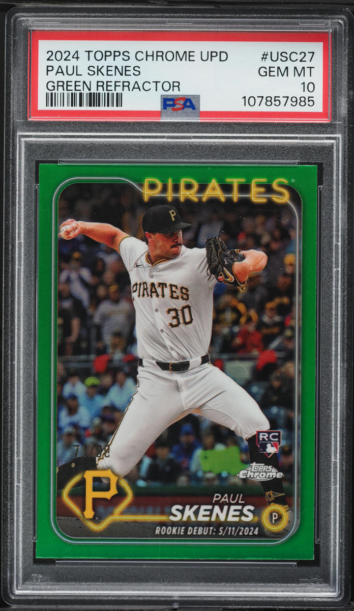 2024 Topps Chrome Update Green Refractor Paul Skenes ROOKIE /99 #USC27 PSA 10