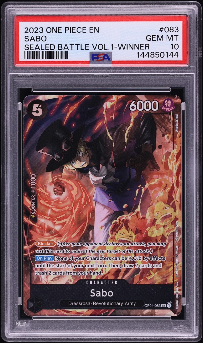 2023 One Piece Promo Sealed Battle Volume 1 Winner SR Sabo #OP04-083 PSA 10 GEM MINT