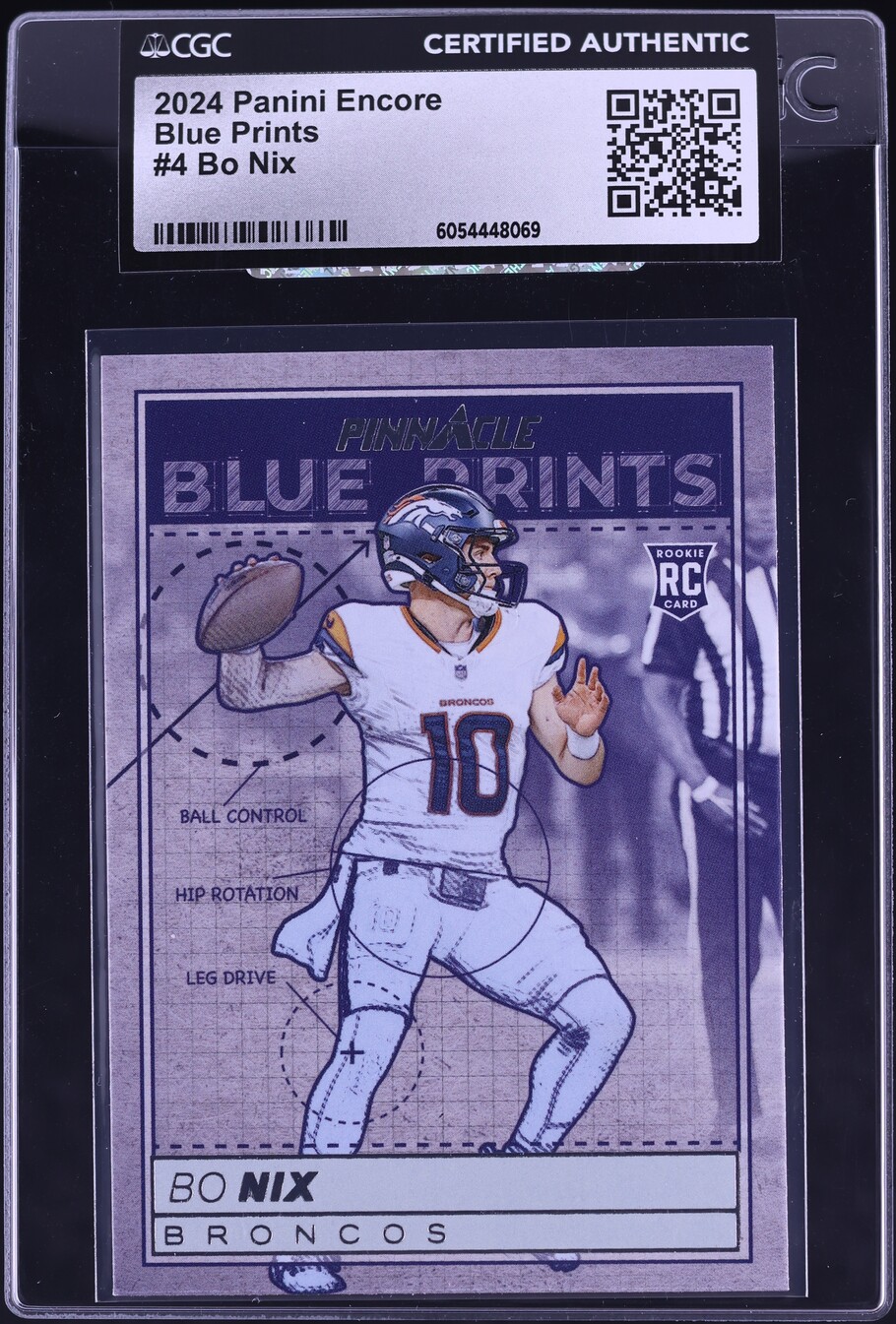 2024 Panini Encore Blue Prints Bo Nix ROOKIE #4 CGC AUTH