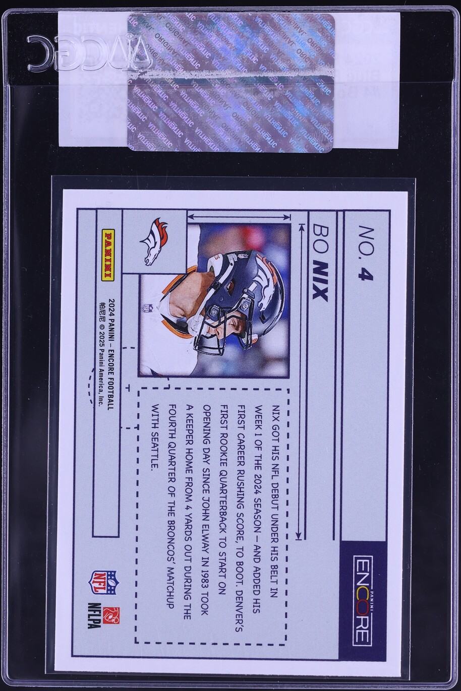 2024 Panini Encore Blue Prints Bo Nix ROOKIE #4 CGC AUTH