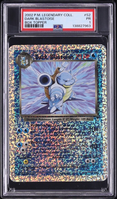 2002 Pokemon Legendary Collection Box Topper Dark Blastoise #S2 PSA 1 PR