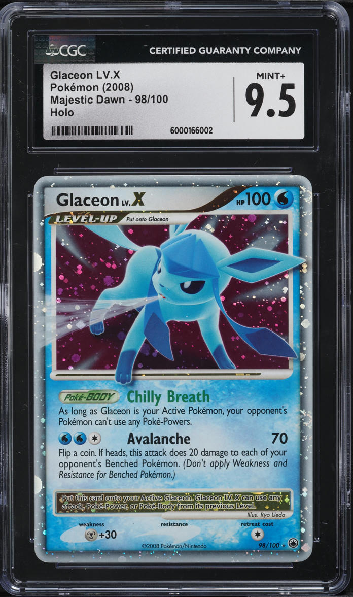 2008 Pokemon Diamond & Pearl Majestic Dawn Holo Glaceon LV.X #98 CGC 9.5 MINT+