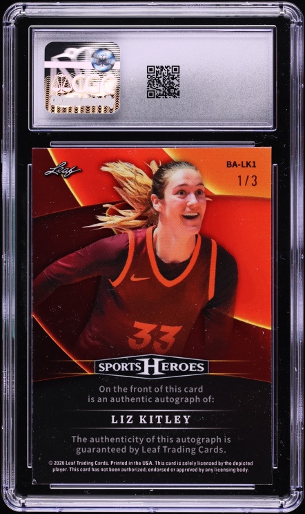 2026 Leaf Sports Heroes Prismatic Blue Liz Kitley AUTO 1/3 #BA-LK1 CGC 8.5 NM-MT+