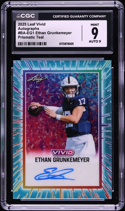 2025 Leaf Vivid Prismatic Teal Ethan Grunkemeyer ROOKIE AUTO /10 #BA-EG1 CGC 9 MINT
