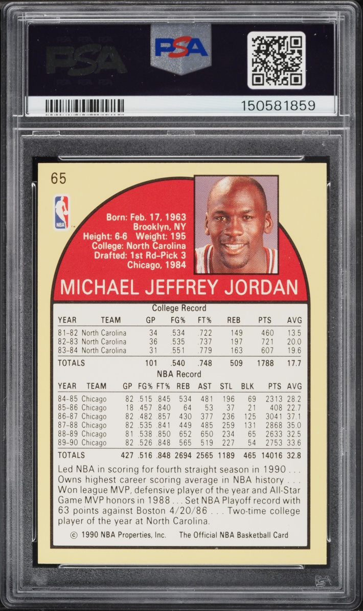 1990 Hoops Michael Jordan #65 PSA 8 NM-MT