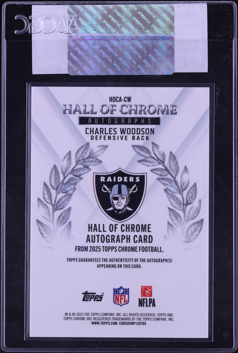 2025 Topps Chrome Hall Of Chrome Orange Geometric Ref Charles Woodson AUTO /25 CGC AUTH