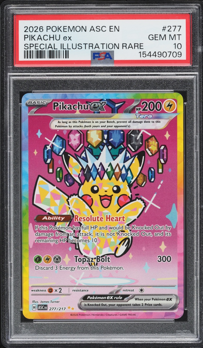 2026 Pokemon Mega Evolution Ascended Heroes SIR Pikachu ex #277 PSA 10 GEM MINT