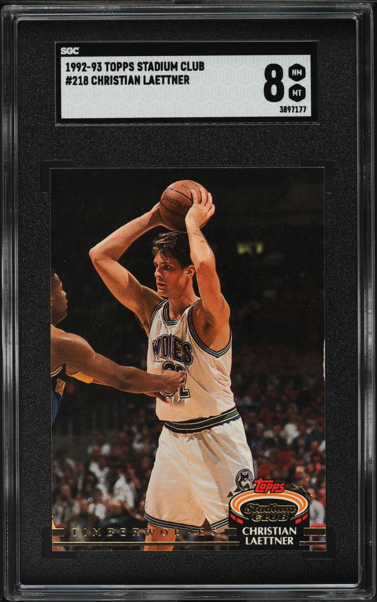 1992 Stadium Club Christian Laettner ROOKIE #218 SGC 8 NM-MT