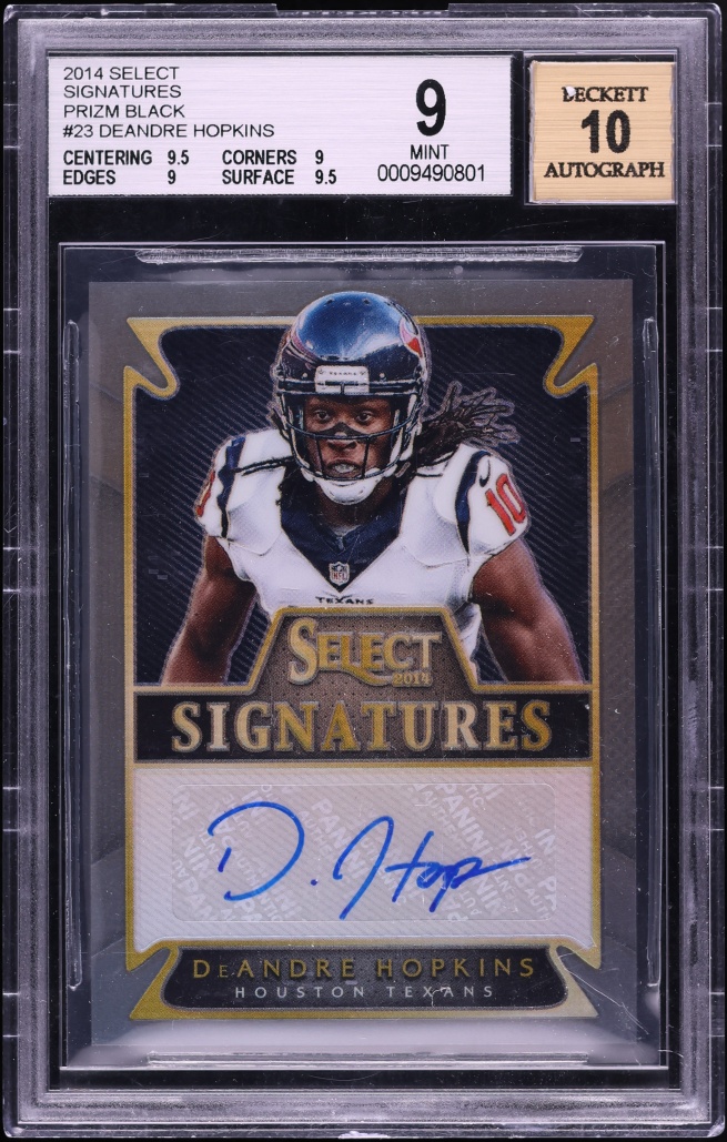 2014 Select Signatures Black Prizm DeAndre Hopkins AUTO 1/1 #23 BGS 9 MINT - Photo 1