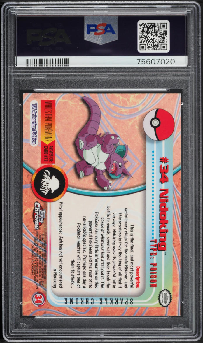 2000 Topps Chrome Pokemon Series 1 Sparkle Nidoking #34 PSA 10 GEM MINT
