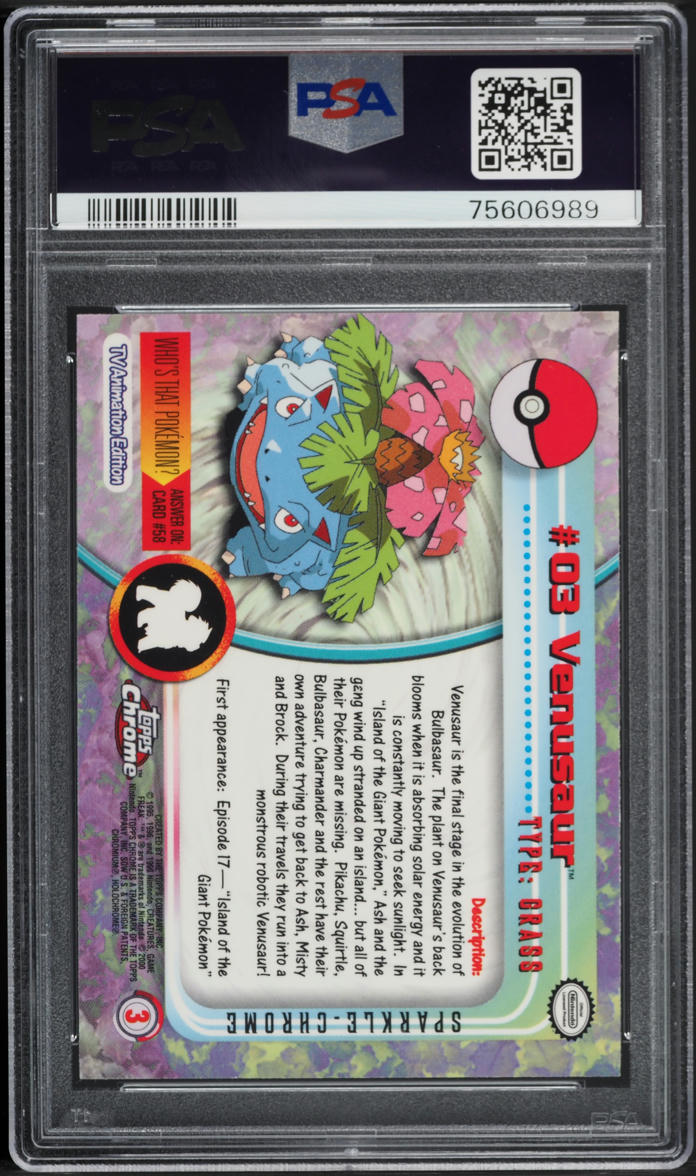 2000 Topps Chrome Pokemon Series 1 Sparkle Venusaur #3 PSA 9 MINT