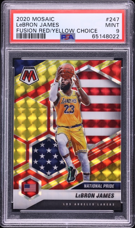 2020 Panini Mosaic Fusion Red Yellow Choice LeBron James /88 #247 PSA 9 MINT